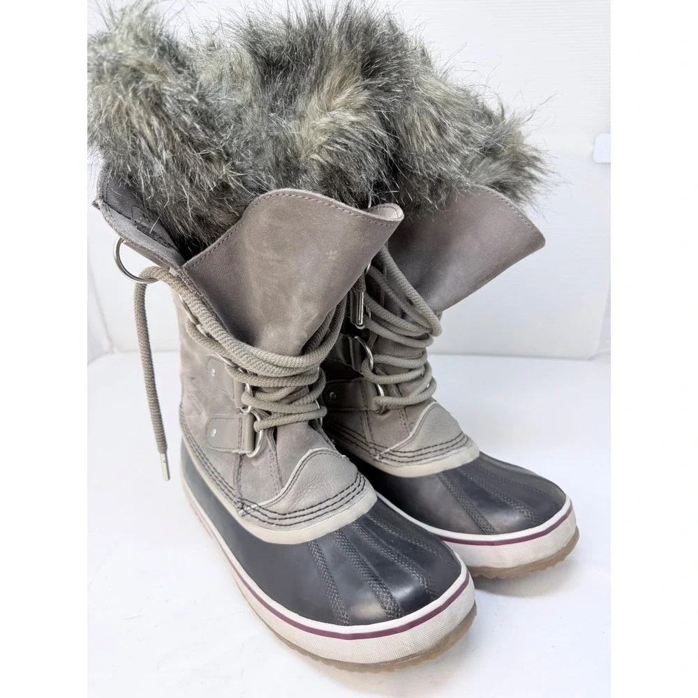 Sorel Joan of Arctic Quarry Grey Waterproof Faux Fur Snow Boots Womens